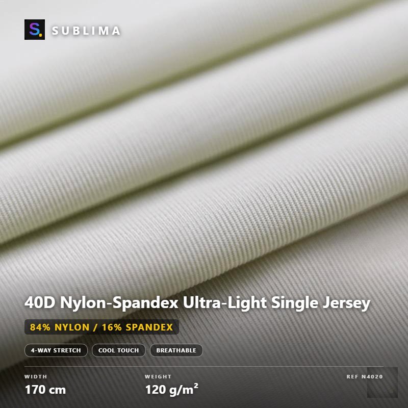 40D Nylon-Spandex Ultra-Light Single Jersey knitted fabric