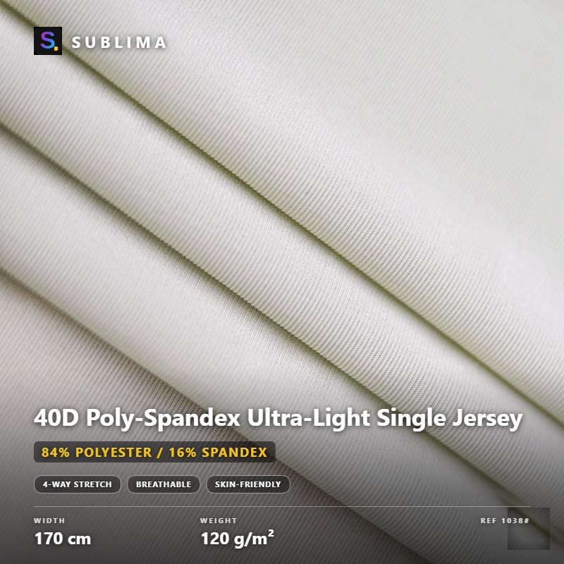 40D Poly-Spandex Ultra-Light Single Jersey knitted fabric