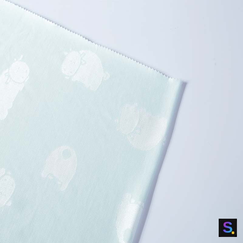 Cartoon Jacquard, Mint Cartoon knitted fabric, 55% nylon / 40% polyester / 5% spandex