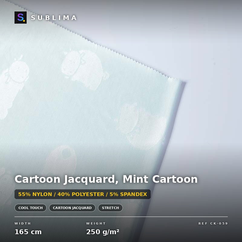 Cartoon Jacquard, Mint Cartoon knitted fabric