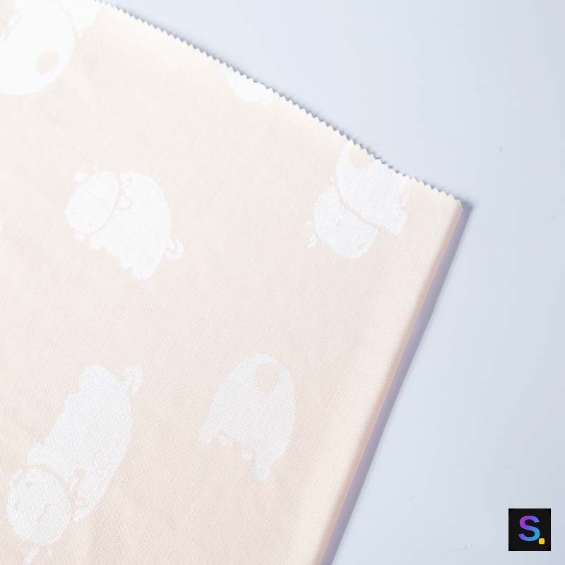 Cartoon Jacquard, Peach Cartoon knitted fabric, 55% nylon / 40% polyester / 5% spandex