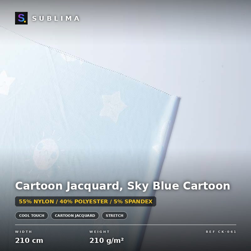 Cartoon Jacquard, Sky Blue Cartoon knitted fabric
