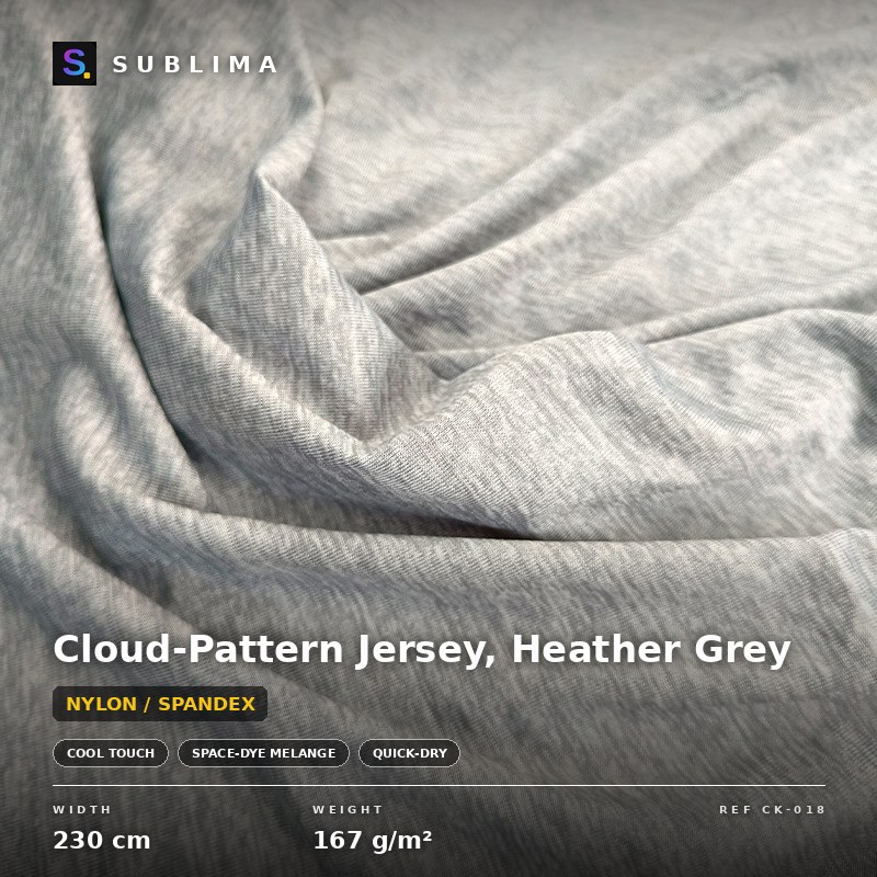 Cloud-Pattern Jersey, Heather Grey knitted fabric