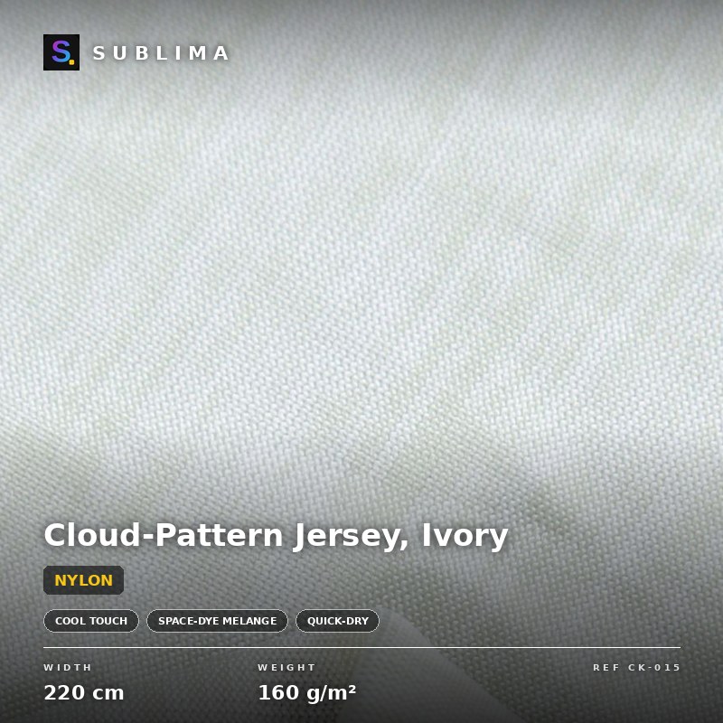 Cloud-Pattern Jersey, Ivory knitted fabric