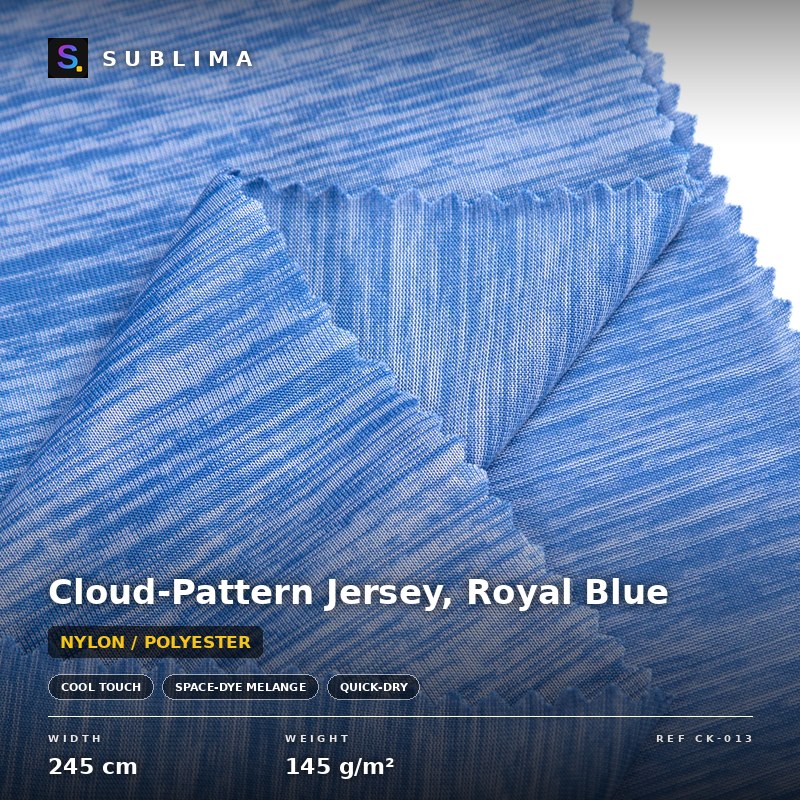 Cloud-Pattern Jersey, Royal Blue knitted fabric