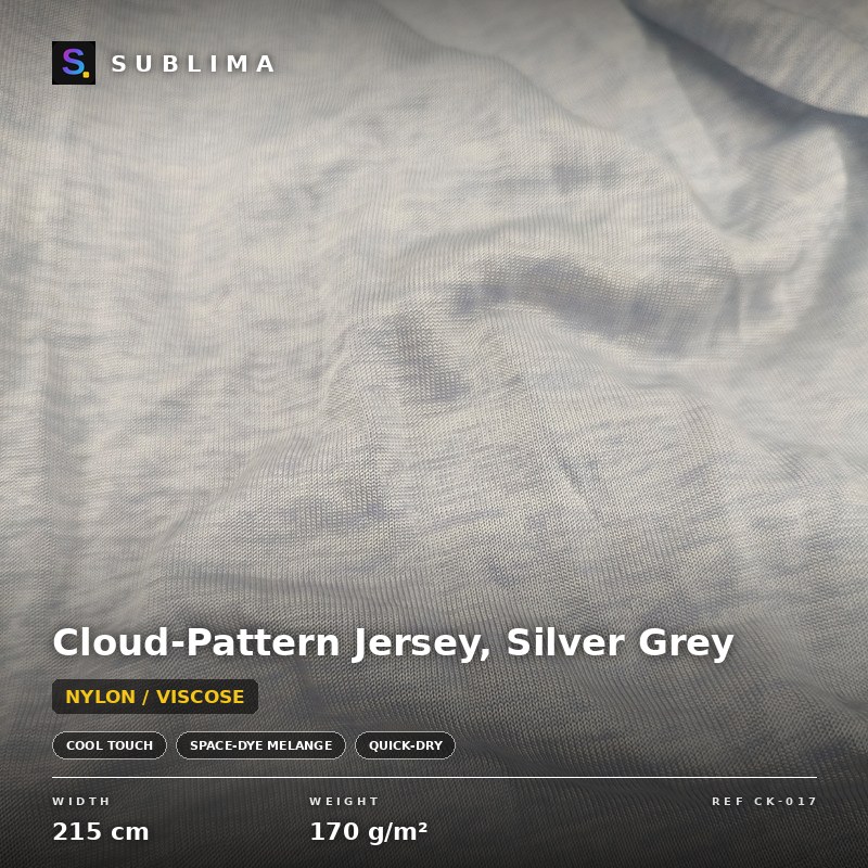 Cloud-Pattern Jersey, Silver Grey knitted fabric