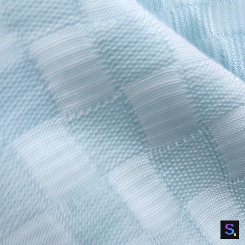 Cooling Jacquard, Aqua Small Check knitted fabric, nylon / polyester