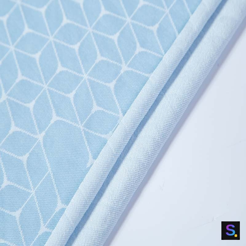 Cooling Jacquard, Blue Diamond Lattice knitted fabric, 50% nylon / 45% polyester / 5% spandex