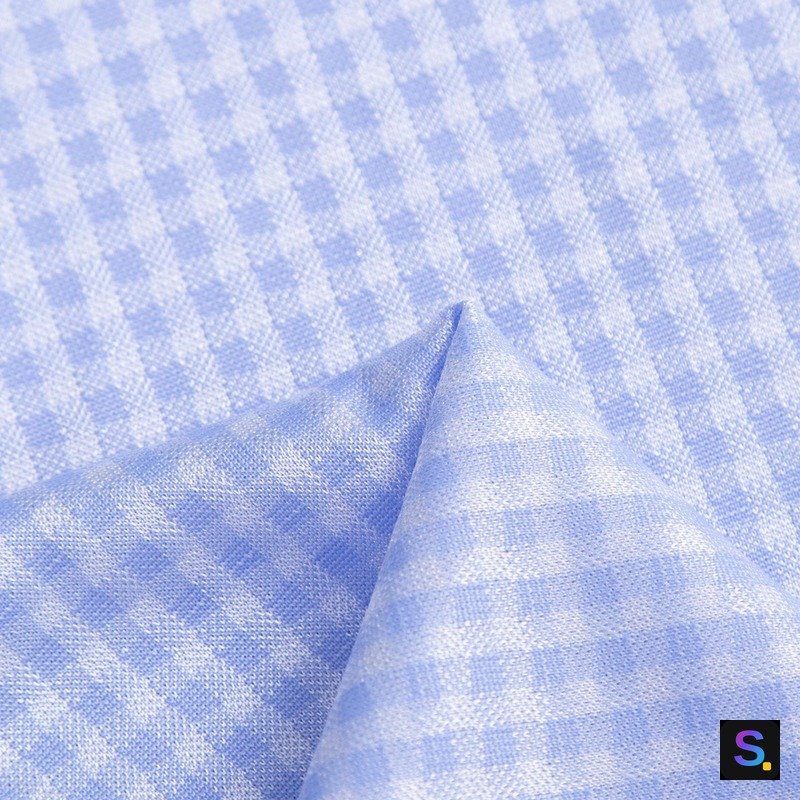 Cooling Jacquard, Blue Gingham knitted fabric, nylon / PE / spandex