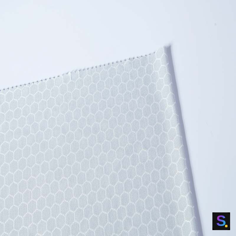 Cooling Jacquard, Grey Hexagon knitted fabric, 50% nylon / 45% polyester / 5% spandex
