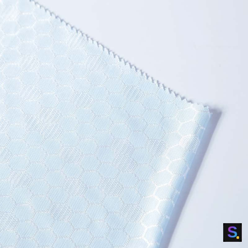 Cooling Jacquard, Light Blue Honeycomb knitted fabric, nylon / polyester / spandex