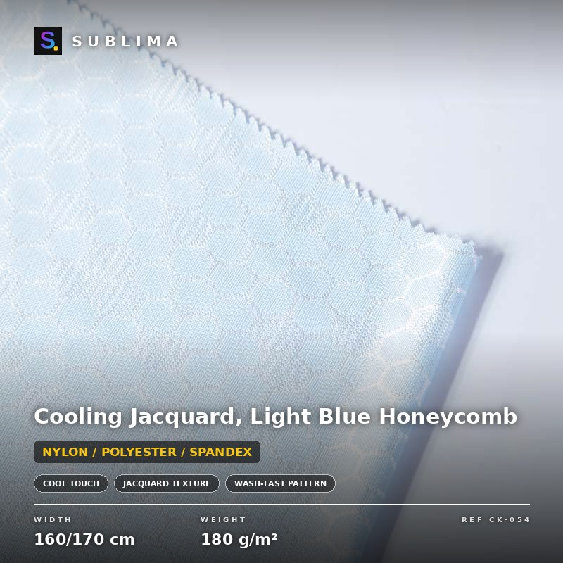 Cooling Jacquard, Light Blue Honeycomb knitted fabric