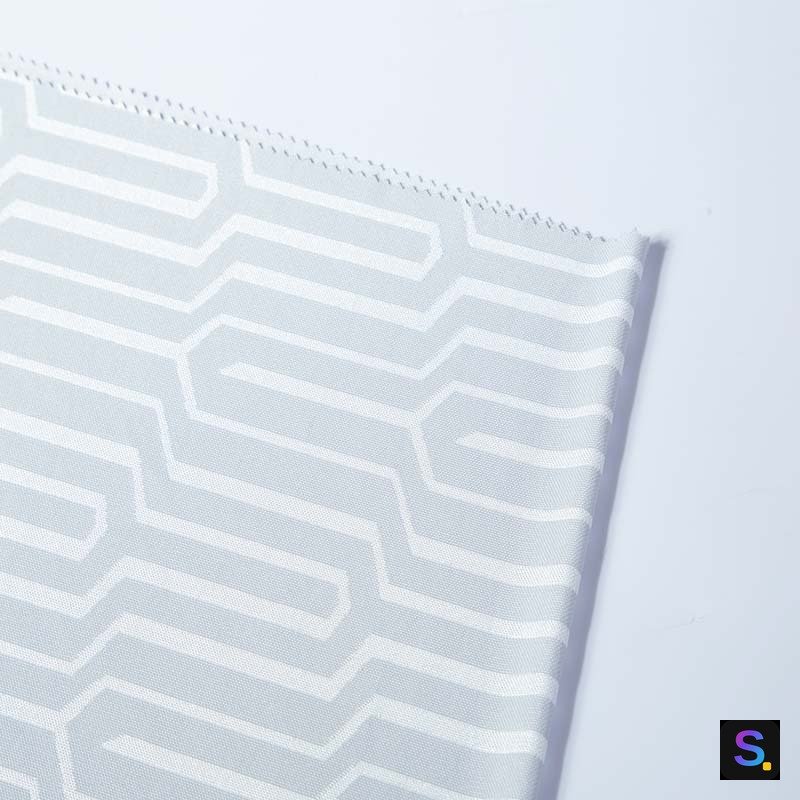 Cooling Jacquard, Light Grey Bar-Block knitted fabric, 50% nylon / 45% polyester / 5% spandex