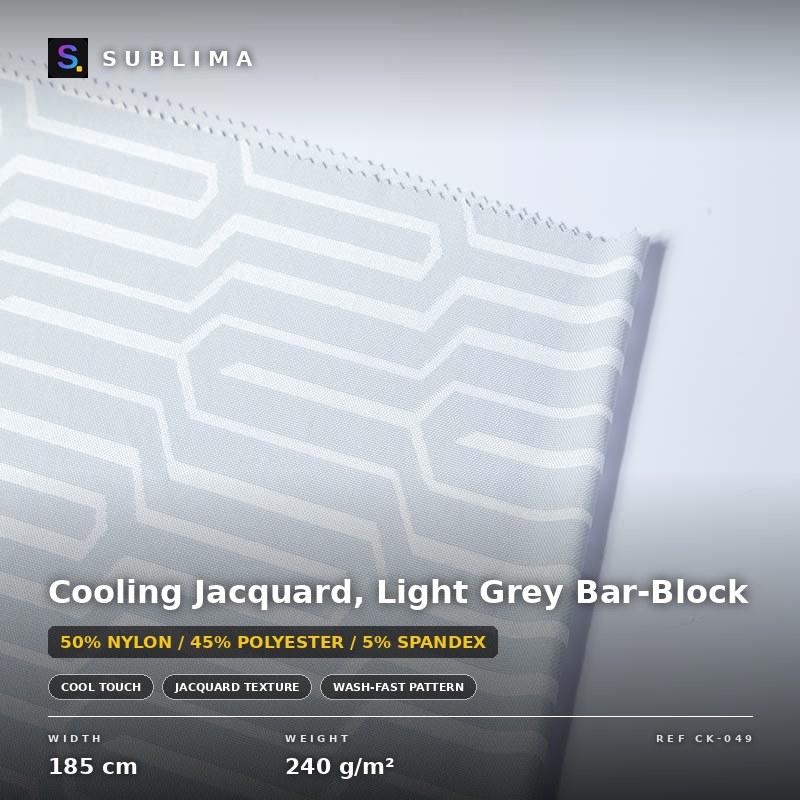 Cooling Jacquard, Light Grey Bar-Block knitted fabric