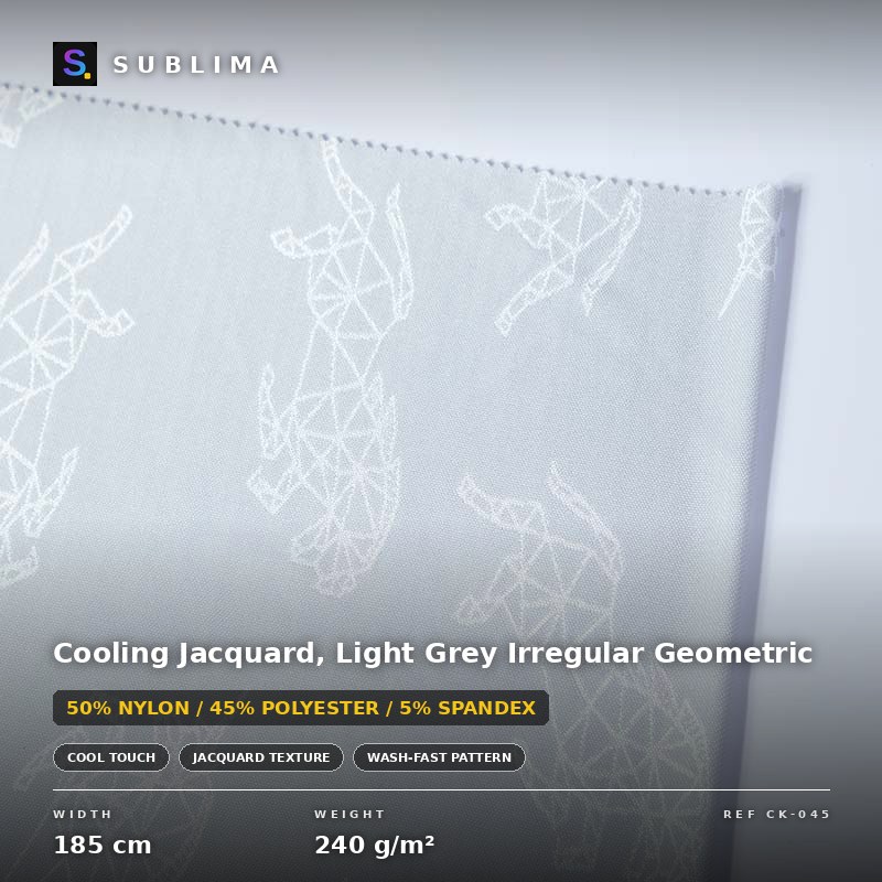 Cooling Jacquard, Light Grey Irregular Geometric knitted fabric