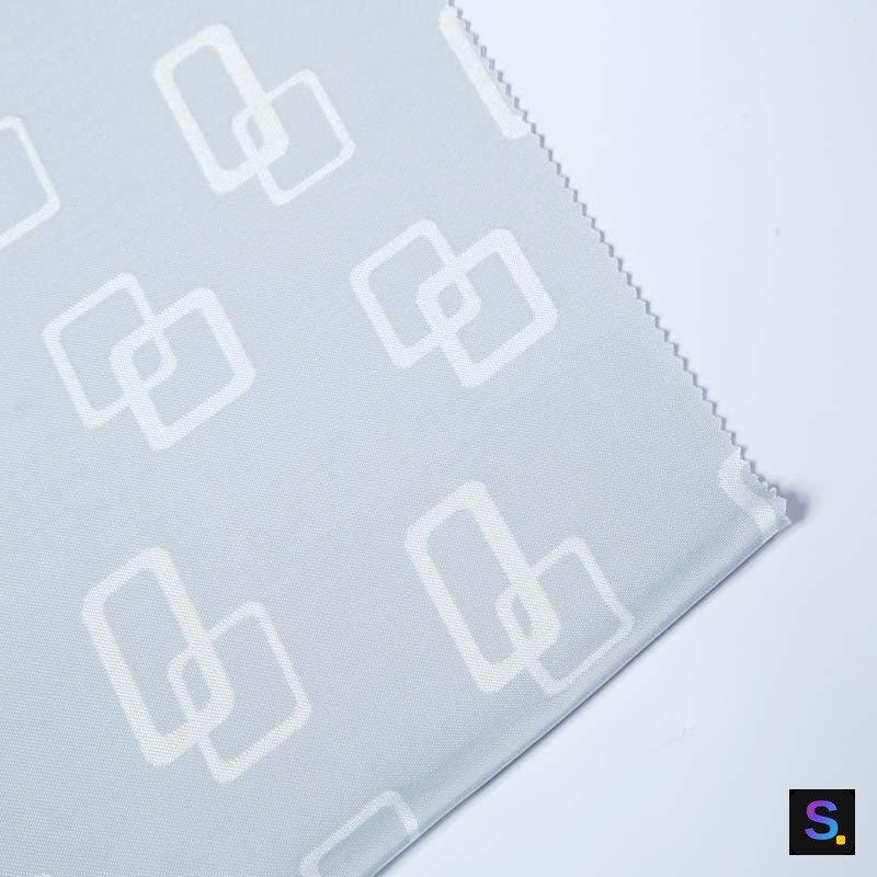 Cooling Jacquard, Light Grey Square-Frame knitted fabric, 50% nylon / 45% polyester / 5% spandex