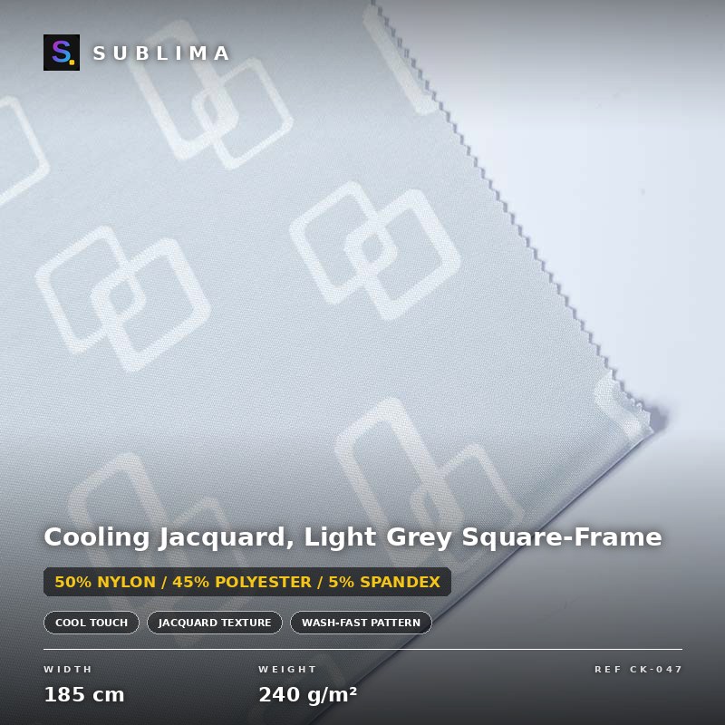 Cooling Jacquard, Light Grey Square-Frame knitted fabric
