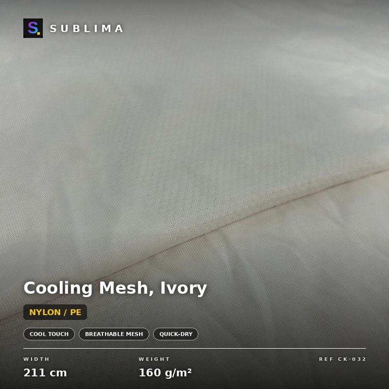 Cooling Mesh, Ivory knitted fabric