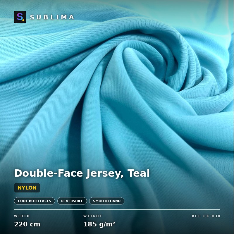 Double-Face Jersey, Teal knitted fabric