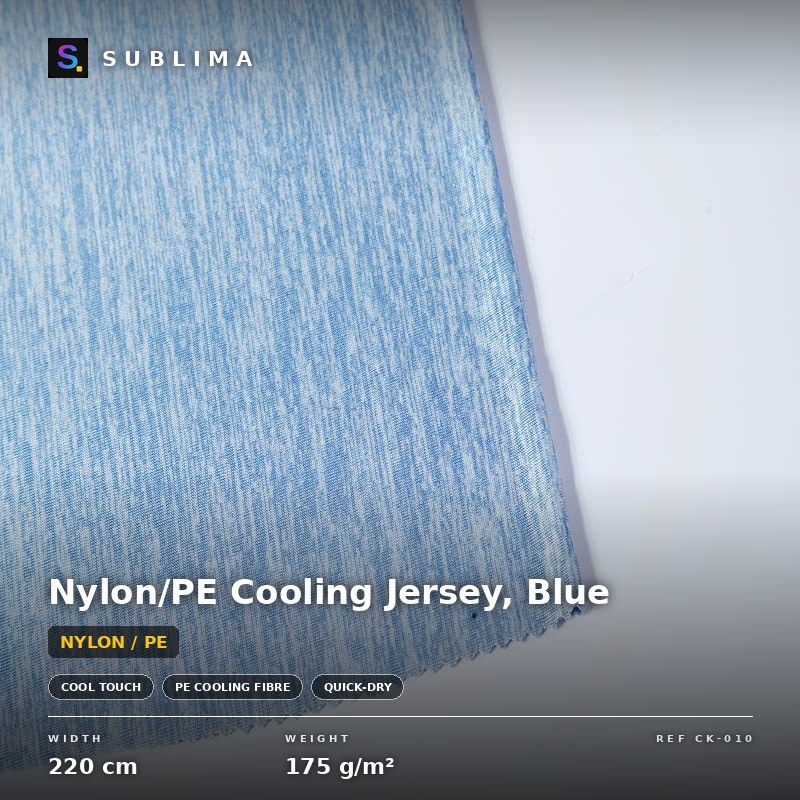 Nylon/PE Cooling Jersey, Blue knitted fabric