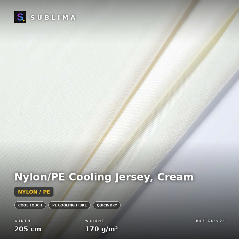 Nylon/PE Cooling Jersey, Cream knitted fabric