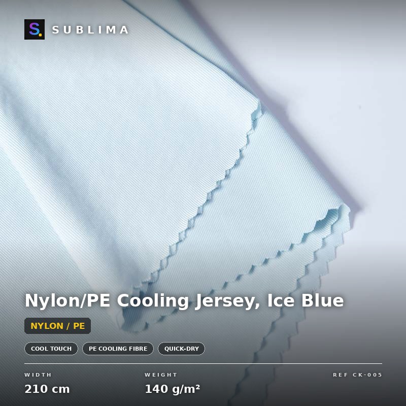 Nylon/PE Cooling Jersey, Ice Blue knitted fabric