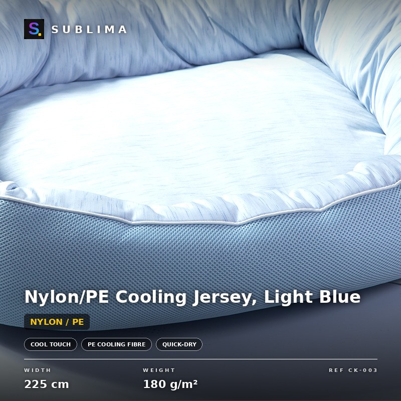 Nylon/PE Cooling Jersey, Light Blue knitted fabric