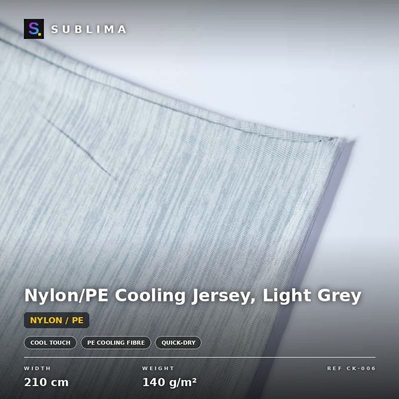 Nylon/PE Cooling Jersey, Light Grey knitted fabric