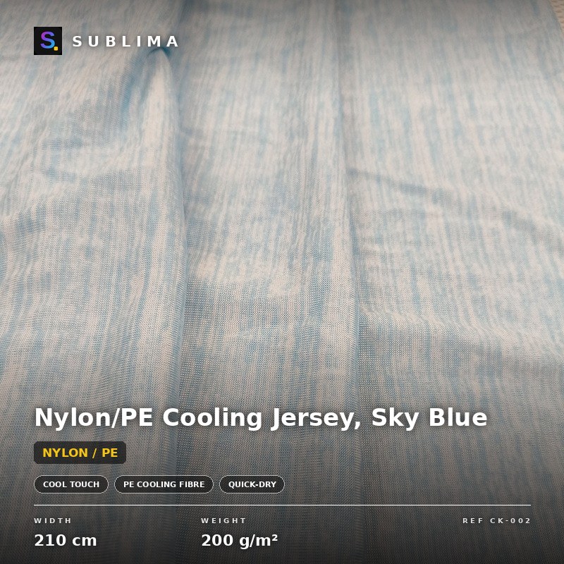 Nylon/PE Cooling Jersey, Sky Blue knitted fabric