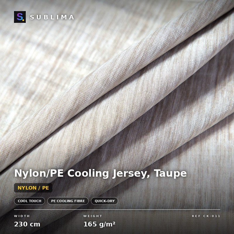 Nylon/PE Cooling Jersey, Taupe knitted fabric