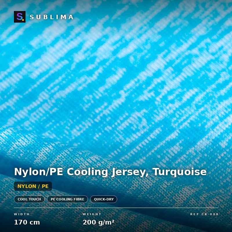 Nylon/PE Cooling Jersey, Turquoise knitted fabric