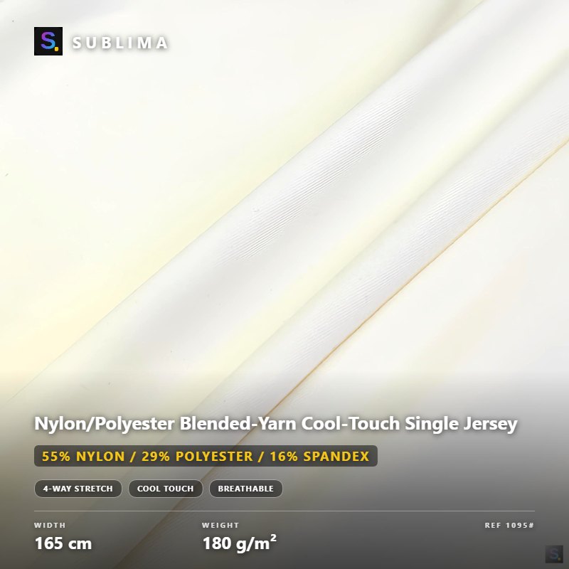 Nylon/Polyester Blended-Yarn Cool-Touch Single Jersey knitted fabric