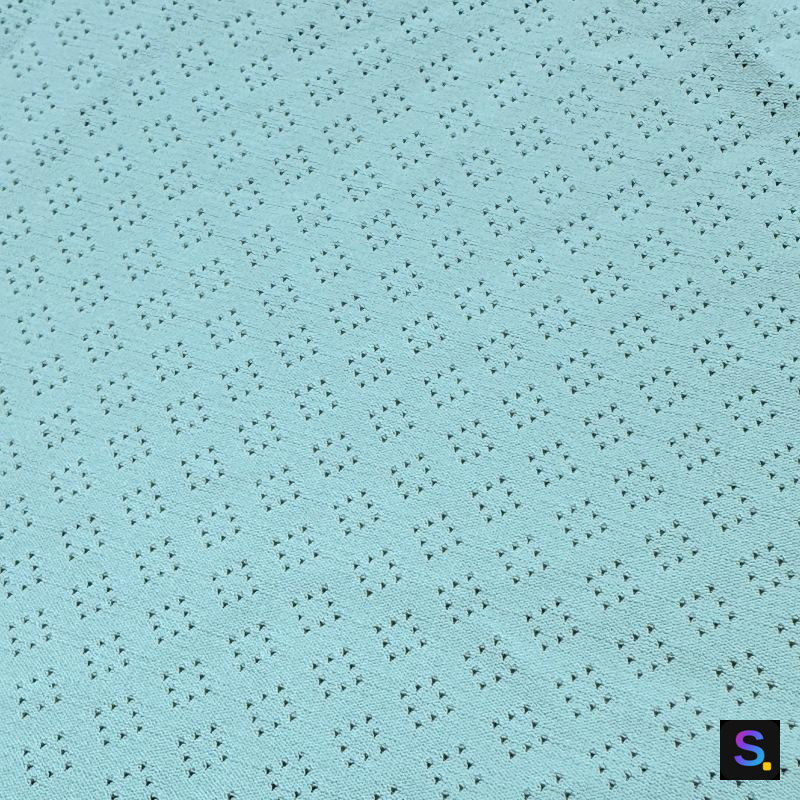 Nylon-Spandex Eight-Hole Eyelet Jacquard knitted fabric, 92% nylon / 8% spandex