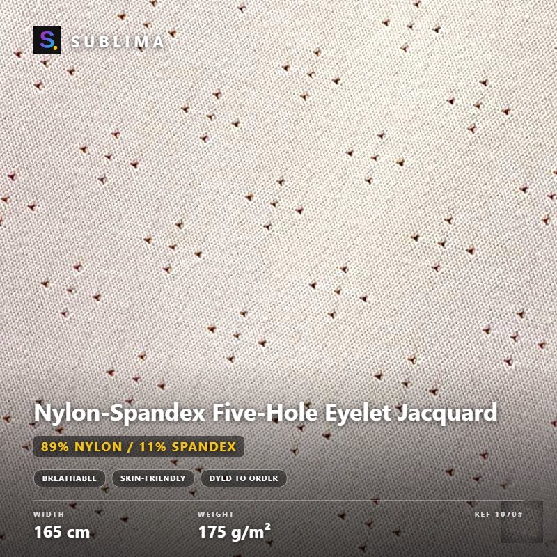 Nylon-Spandex Five-Hole Eyelet Jacquard knitted fabric