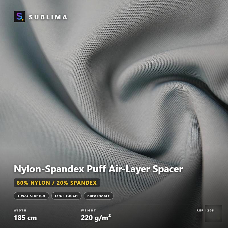 Nylon-Spandex Puff Air-Layer Spacer knitted fabric