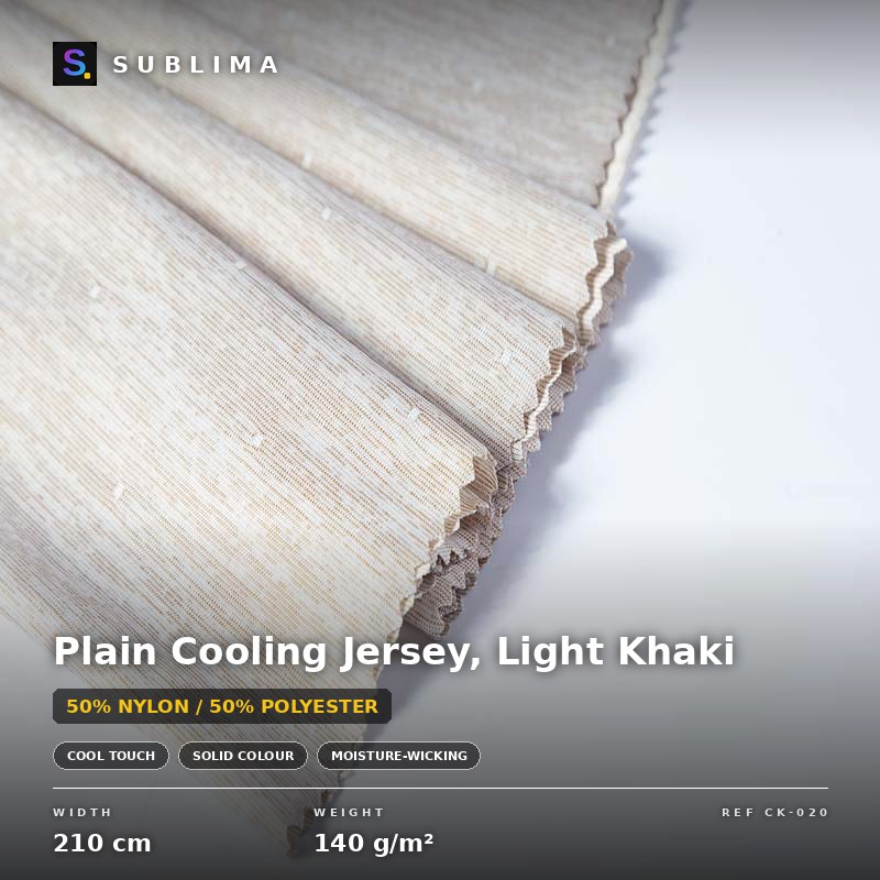 Plain Cooling Jersey, Light Khaki knitted fabric