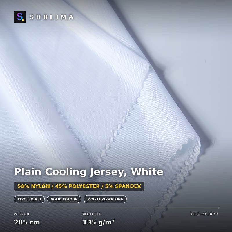 Plain Cooling Jersey, White knitted fabric