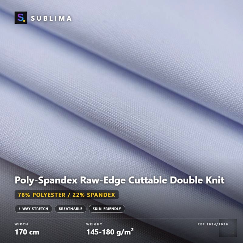 Poly-Spandex Raw-Edge Cuttable Double Knit knitted fabric