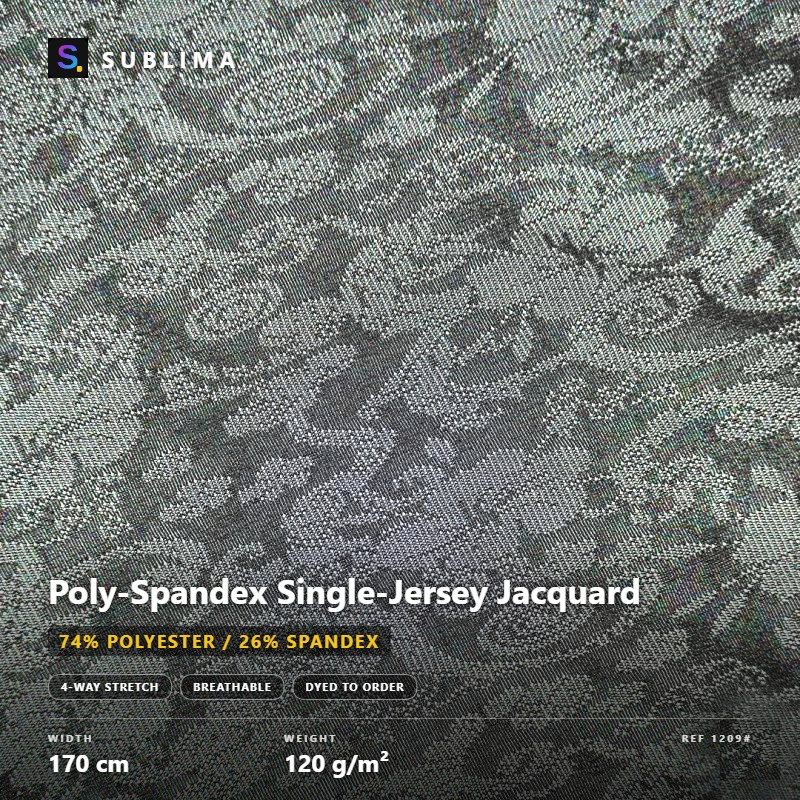 Poly-Spandex Single-Jersey Jacquard knitted fabric