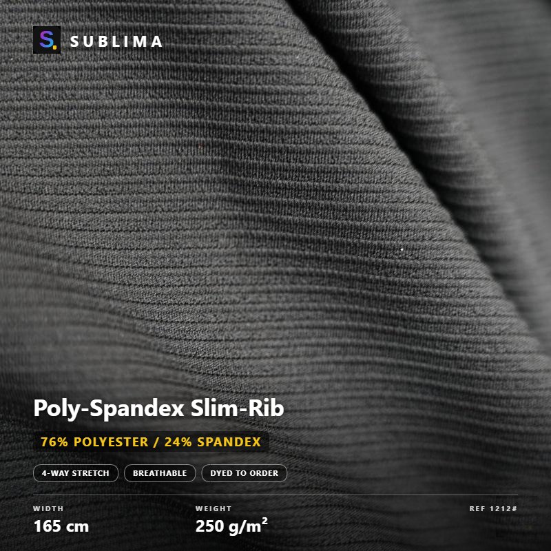 Poly-Spandex Slim-Rib knitted fabric