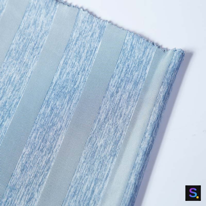 Printed Cooling Jersey, Blue Space-Dye Print knitted fabric, 50% nylon / 45% polyester / 5% spandex