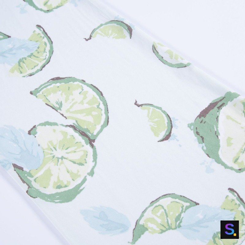 Printed Cooling Jersey, Green Leaf Print knitted fabric, 100% nylon