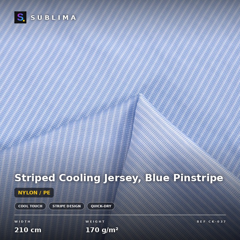 Striped Cooling Jersey, Blue Pinstripe knitted fabric