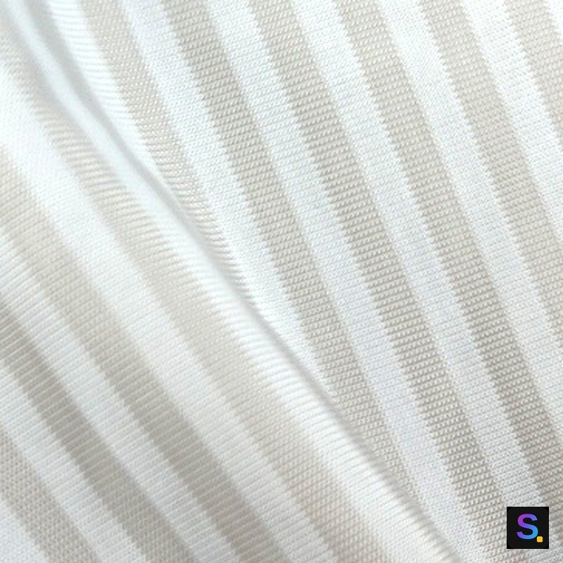Striped Cooling Jersey, Grey & White Stripe knitted fabric, nylon / spandex