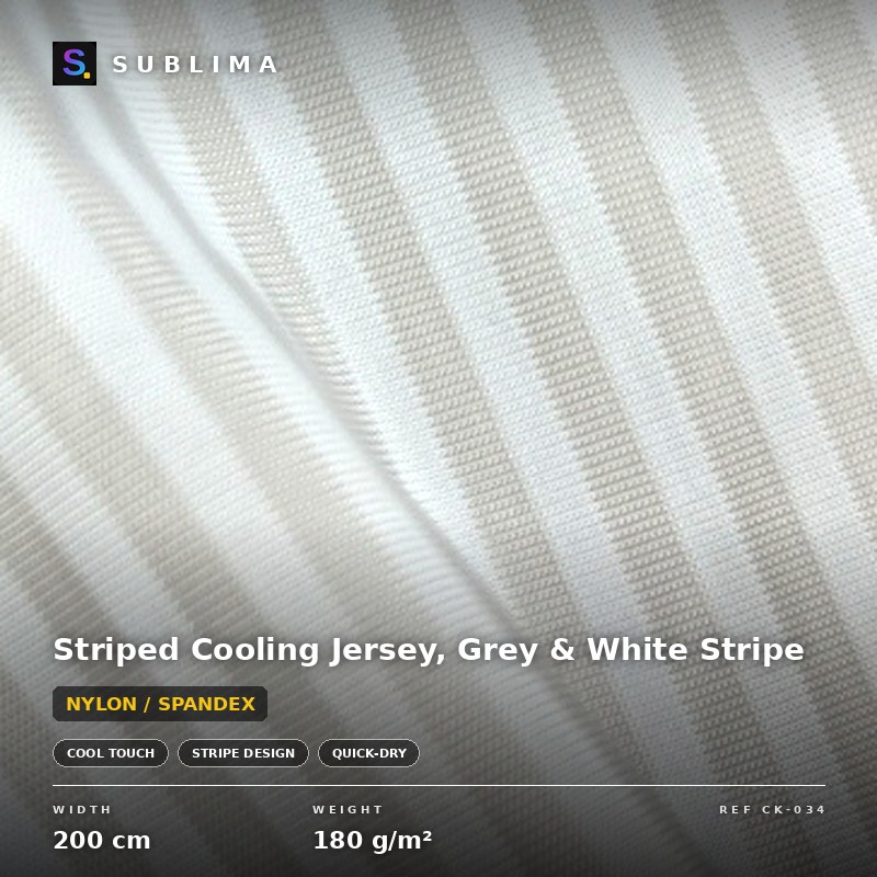 Striped Cooling Jersey, Grey & White Stripe knitted fabric