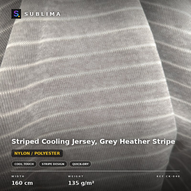 Striped Cooling Jersey, Grey Heather Stripe knitted fabric