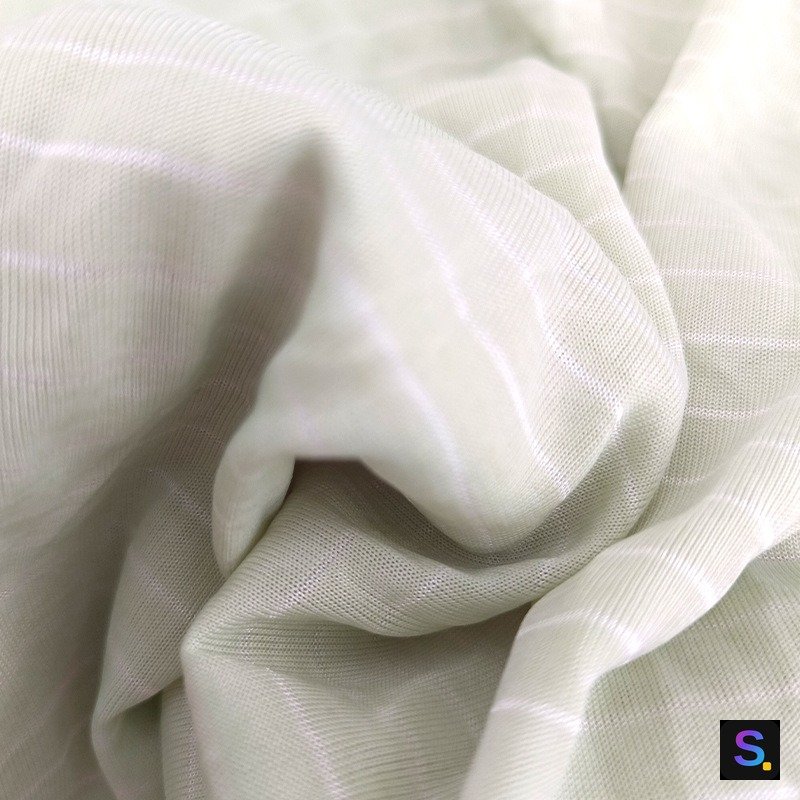 Striped Cooling Jersey, Ivory Stripe knitted fabric, nylon / polyester