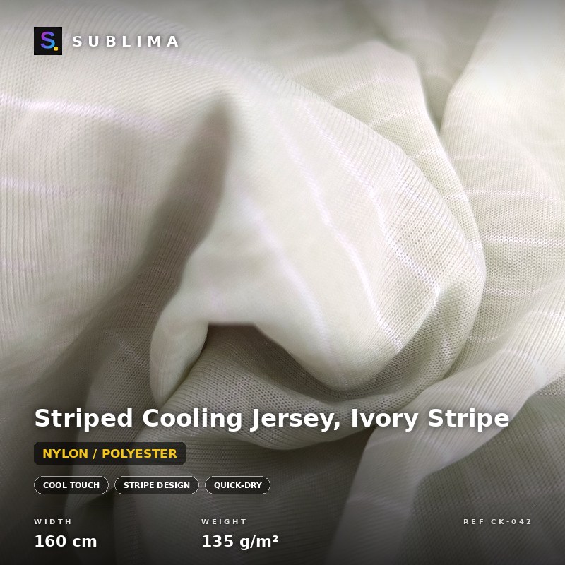 Striped Cooling Jersey, Ivory Stripe knitted fabric