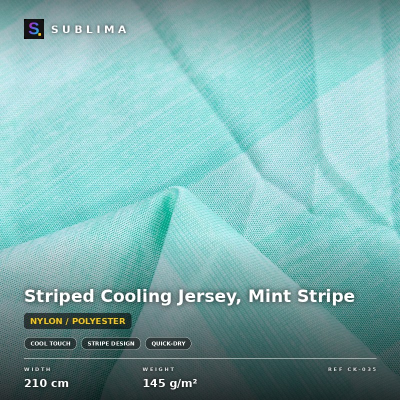 Striped Cooling Jersey, Mint Stripe knitted fabric