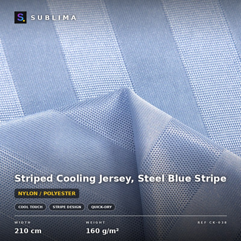 Striped Cooling Jersey, Steel Blue Stripe knitted fabric